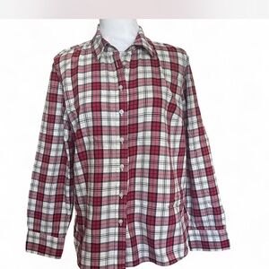 Talbots Red and White Plaid Casual Shirt